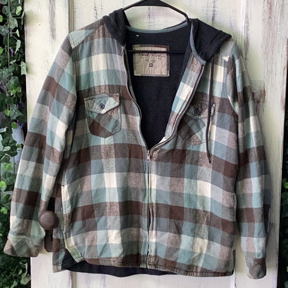 Plaid Zip-Up Jacket with Hood